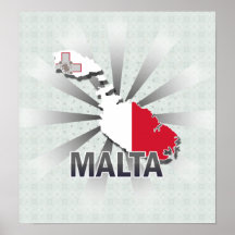 Malta-Flaggen-Karte 2,0 Posterdruck