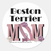 MAMMA Bostons Terrier Runde Sticker