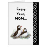Mamma-Spaß und Liebe-Geburtstag, Puffins. Vogel Grußkarte