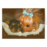 Mamma Yorkshires Terrier mit Welpen-Karten