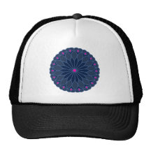 Mandala-inspirierte dunkelblaue Blume Kappen