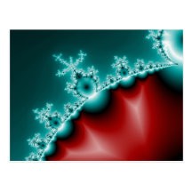 Mandelbrot rotes blaues Fraktal Postkarte