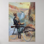 Mann auf Fahrrad, Yellowstone Nationalpark Vintag Plakate