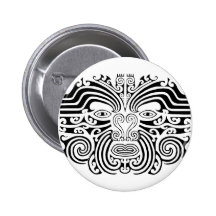 Maori- Tätowierung - Schwarzweiss Anstecknadelbutton