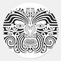 Maori- Tätowierung - Schwarzweiss Runder Sticker