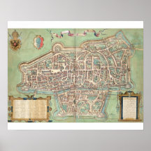 Map of Augsburg, from 'Civitates Orbis Terrarum' b Posters