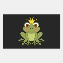 Märchen-Frosch-Prinz mit Krone Rechtecksticker