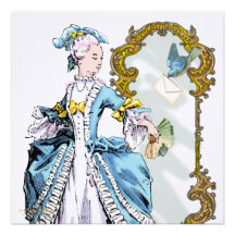 Marie Antoinette Drossel u. Spiegel Individuelle Einladungskarten