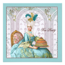 Marie Antoinette im Aqua mit Kuchen Personalisierte Ankündigungen