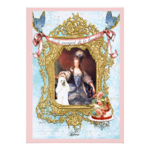 Marie Antoinette & White Poodle Personalized Announcements