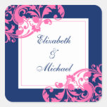 Marine-Blau und Rosa blühen den Wedding Wirbel Sticker