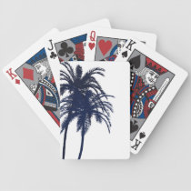 Marine-Blau-und weißetropische Palme spielkarten