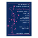 Marine mit rosa Blumenentwurfs-Brautparty Invitat Individuelle Einladung