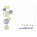 Marine u. gelbe Schnur-Kugeln, die Save the Date W Postkarte