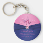 Marine und Rosa mit Monogramm Mit Blumenkeychain Schlüsselband