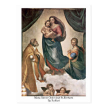Mary, Christus-Kind und St.Barbara durch Raffael Postkarte
