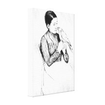 Mary Stevenson Cassatt - der Papagei Leinwanddrucke