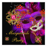 Maskerade-Ball-Party-lila rosa schwarze Masken Individuelle Ankündigung