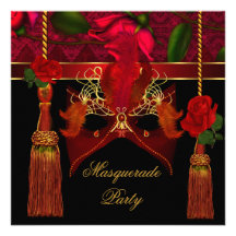 Maskerade-elegantes schwarzes Rosen-GoldParty Einladung