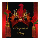 Maskerade-Masken-elegantes schwarzes Rosen-Gold Personalisierte Einladungen