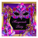 Maskerade maskiert rosa lila aquamarinen blauen Ge Personalisierte Ankündigungskarte