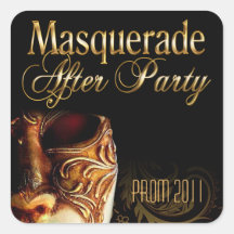 Maskerade nach Party-Abschlussball 2011 Quadrataufkleber