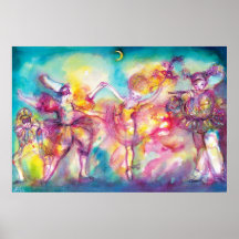 MASKERADE-PARTY, Karneval-Masken, Tanz, Musik Plakatdruck