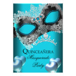 Maskerade Quinceanera 15 aquamarines Geburtstags-P Individuelle Ankündigungskarte