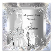 Masquerade Party Fabulous 50 Birthday Silver einladungen