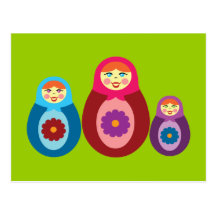 Matryoshka Puppen Postkarte