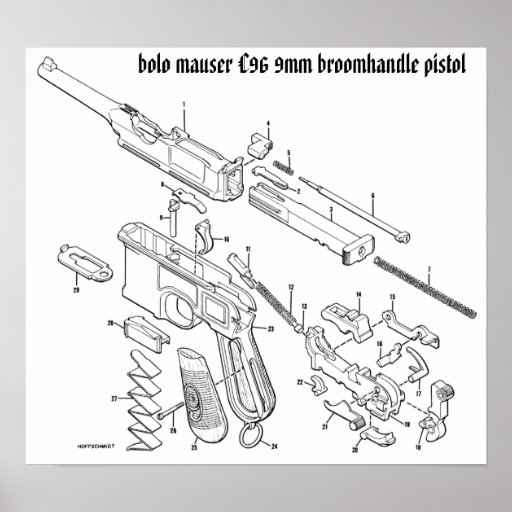 Mauser C96 9mm broomhandle Plakat