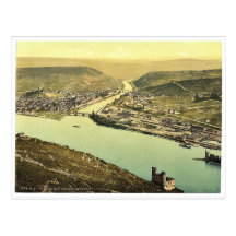 Mäuseturm und Rossel, Bingen, der Rhein, Deutschla Postkarte