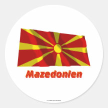 Mazedonien Fliegende Flagge MIT Namen Runder Aufkleber
