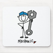 Mechaniker mit Schlüssel-Strichmännchen Mousepad