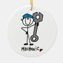 Mechaniker mit Schlüssel-Strichmännchen Ornamente