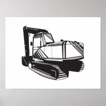 Mechanischer Gräber-Bagger Retro Plakat