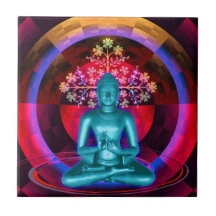 Meditierende blaue Buddha-Fliese