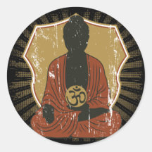Meditierendes OM Symbol Buddhas Runder Sticker