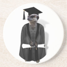 Meerkat graduiertes W/Grey Kleid u. schwarze Schär Getränkeuntersetzer