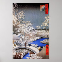Meguro Trommel-Brücke und Sonnenuntergang-Hügel, H Posterdrucke