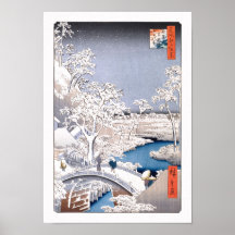 Meguro Trommel-Brücken-Vintager Japaner Ukiyoe Posterdrucke