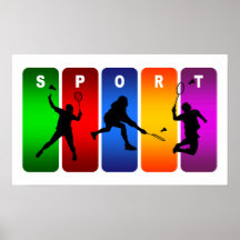 Mehrfarbenbadminton-Emblem Plakat
