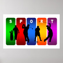Mehrfarbengolf-Emblem Poster