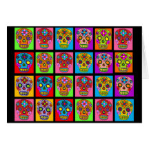 Mehrfarbenzuckerschädel-Quadrate Karte
