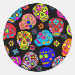 Mehrfarbenzuckerschädel Runder Sticker
