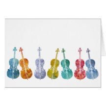 Mehrfarbige Cellos Grußkarten