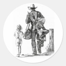 Mein Dad´s ein Cowboy Runder Aufkleber