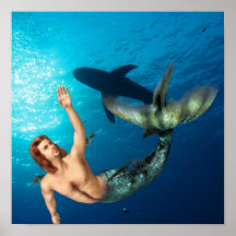 Merman mit Haifisch-Plakat