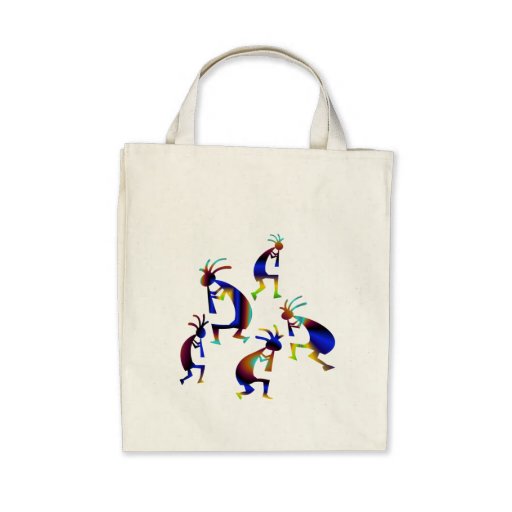 Metallisches blaues Kokopelli Leinentasche