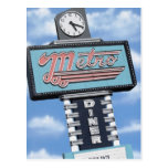 Metro-Restaurant-Retro Leuchtreklame-Postkarte des